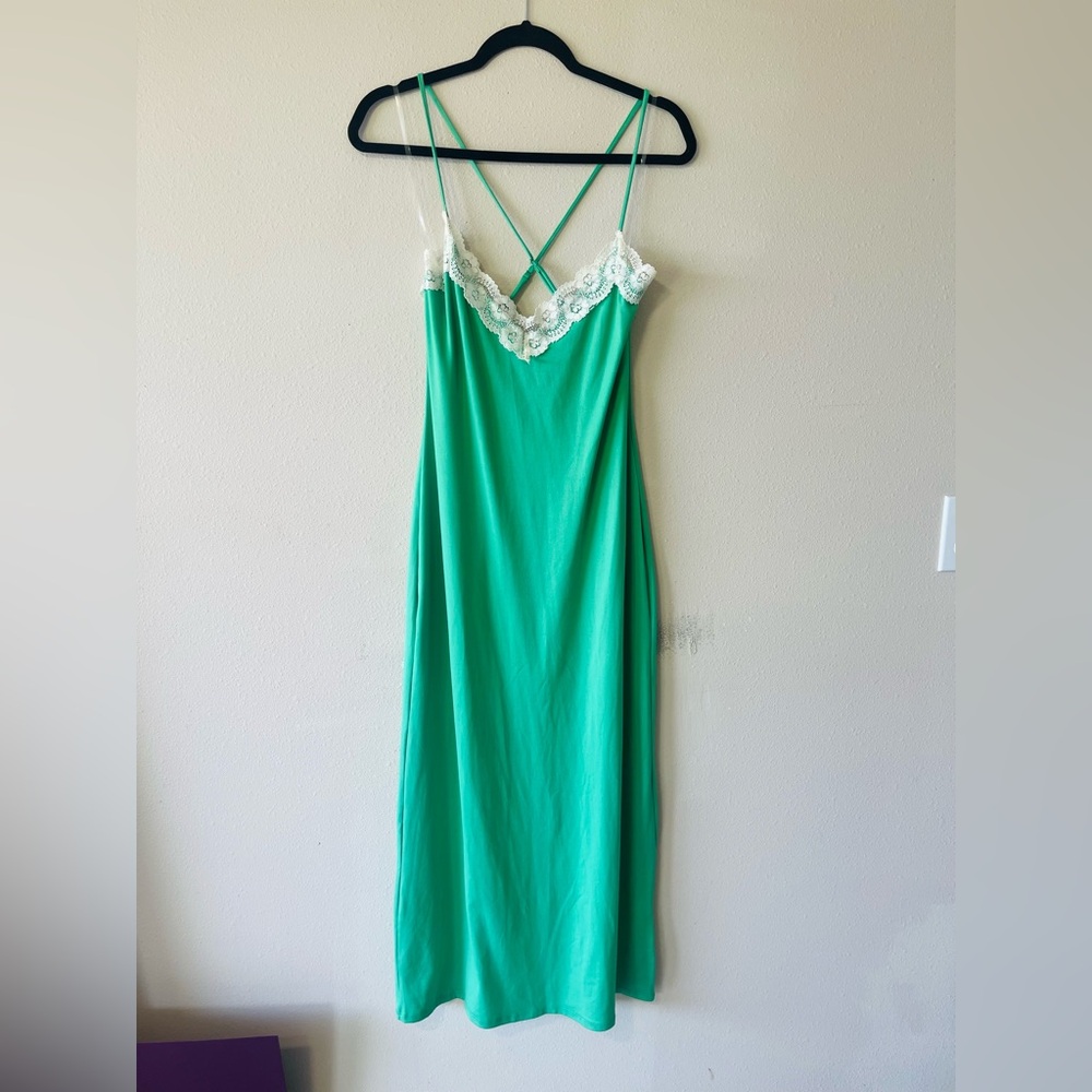 Blue Blush Green and White Maxi Dress